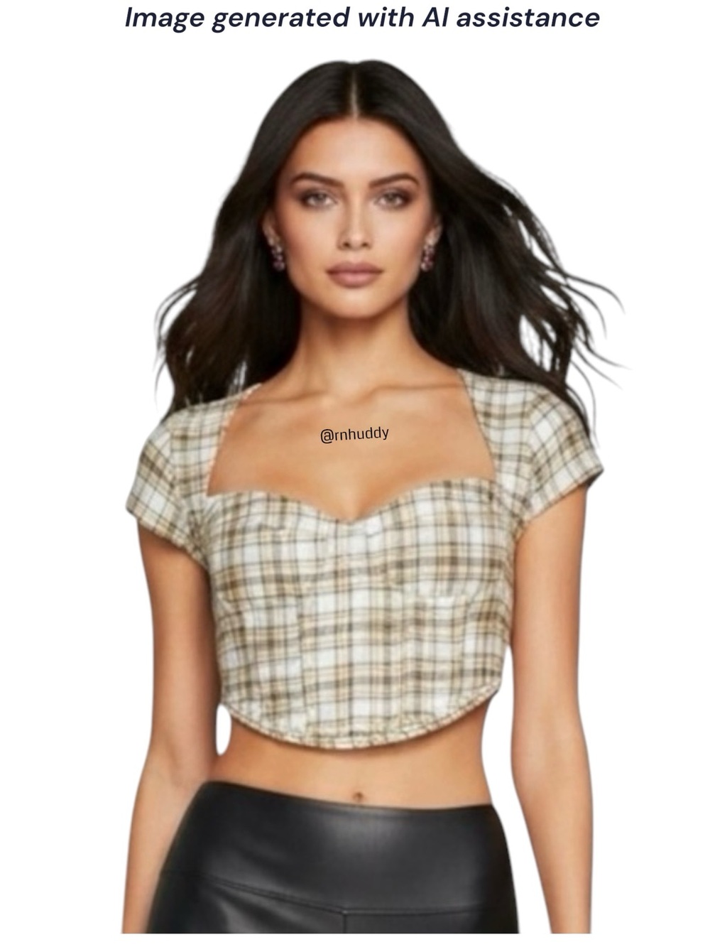 Danielle Guizio S plaid cotton corset top